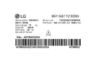 Máy giặt LG AI DD Inverter 19 kg TV2519SV7J