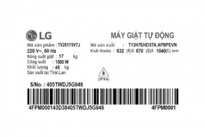 Máy giặt LG Inverter 17 kg TV2517SV7J