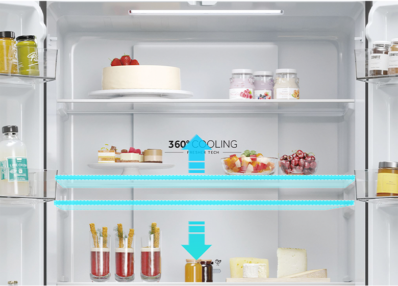 Tủ lạnh Aqua Inverter 469 lít AQR-M560XA(GL) khay kính tùy chỉnh