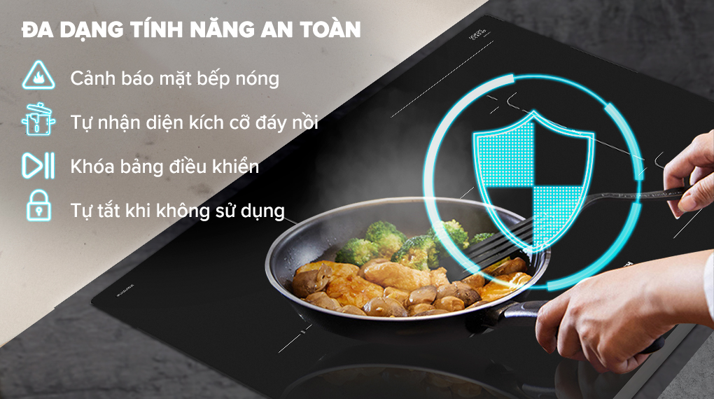 Bếp từ 3 vùng nấu PVJ631FB1E - Tính năng an toàn