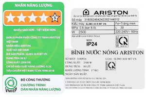 Máy nước nóng gián tiếp Ariston 30 lít 2500W SLIM3 30 R