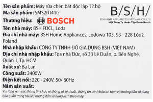 Máy rửa chén độc lập Bosch SMS2ITI41G