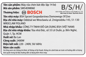Máy rửa chén độc lập Bosch SMS4EMI06E