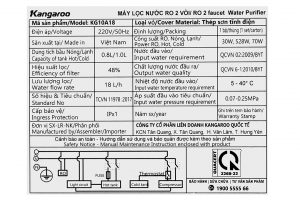 Máy lọc nước RO nóng nguội lạnh Kangaroo KG10A18 10 lõi