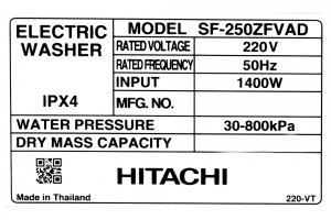 Máy giặt Hitachi Inverter 25 kg SF-250ZFVAD SS