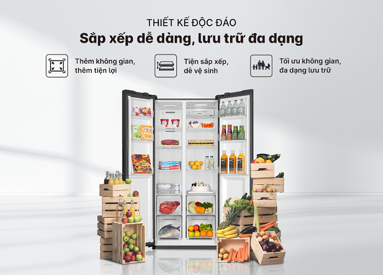 Tủ lạnh Aqua Inverter 490 lít AQR-S552XA(CBC) - Dung tích sử dụng lớn 490 lít