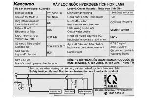 Máy lọc nước RO Hydrogen nguội lạnh Kangaroo Waterfall KG100EW 7 lõi