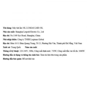 Máy hút ẩm LUMIAS LMD-50L