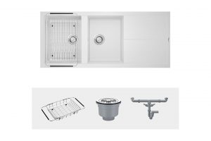 Chậu rửa bát Konox Granite Sink Livello Smart 1160 White Silver