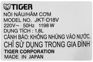 Nồi cơm cao tần Tiger 1.8 lít JKT-D18V