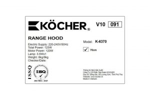 Máy hút mùi âm tủ Kocher K-6370