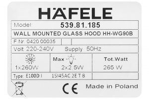 Máy hút mùi kính cong Hafele HH-WG90B (539.81.185)