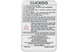 Nồi cơm áp suất cao tần Cuckoo 1.08 lít CRP-LHBR0600F
